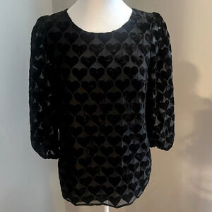 TALBOTS HEART VELVET BLOUSE TOP Size S Valentine’s Day‎